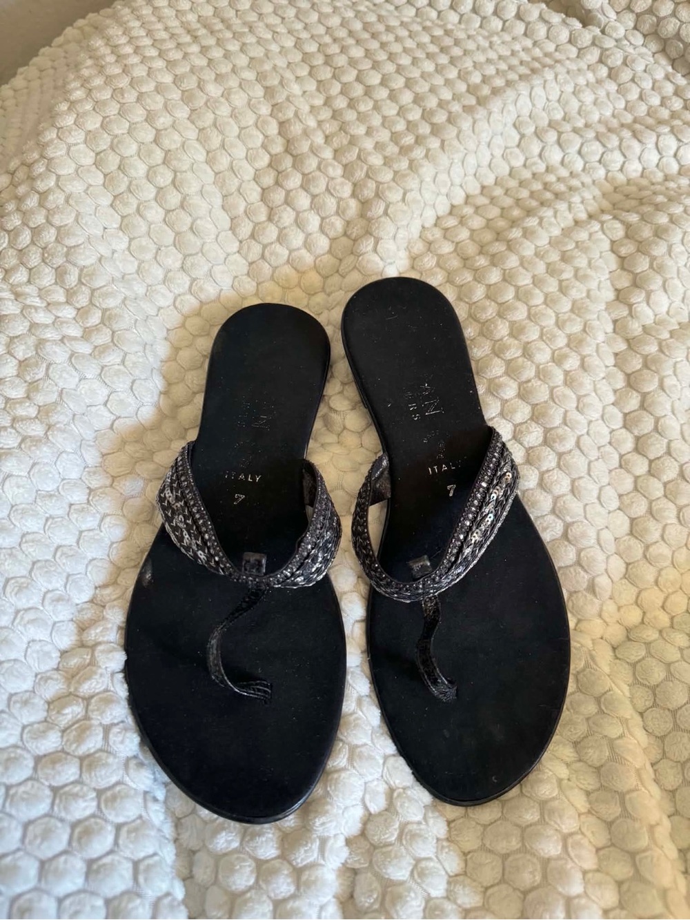 Balmain made in Italy Black Braided Thong Sandals - Women